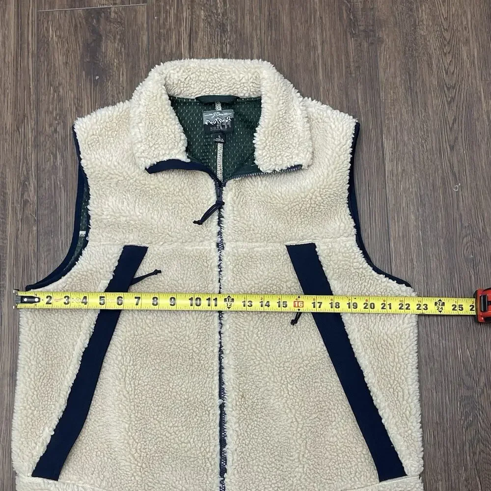 J.Crew Nordic Fleece Vest Men’s Large Sherpa Lined Beige Zip Front Outdoor